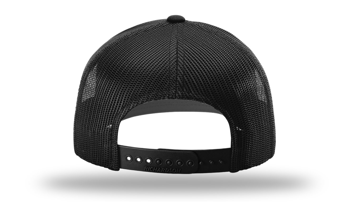 Back of a black Richardson 112 hat